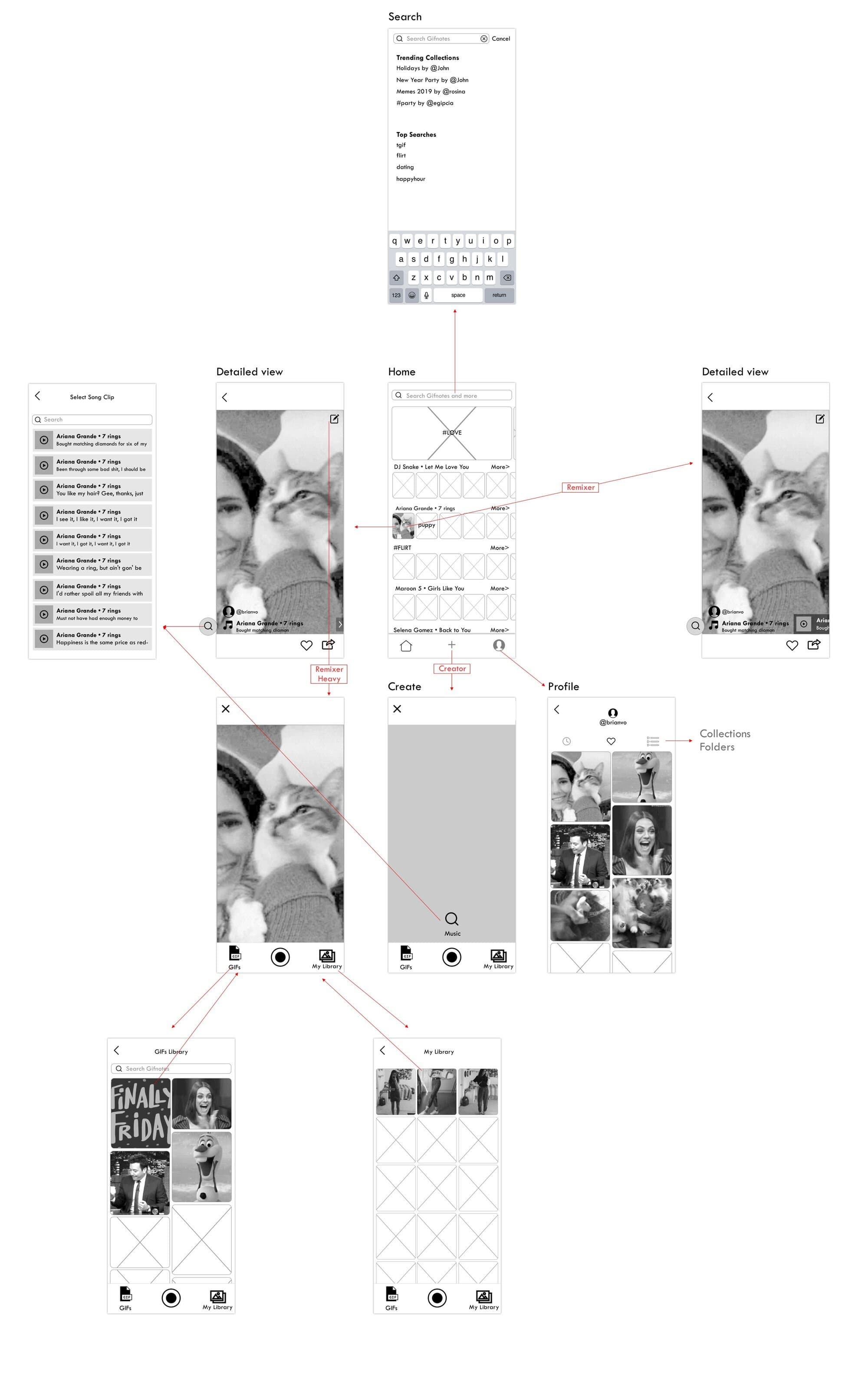 Songclip wireframe