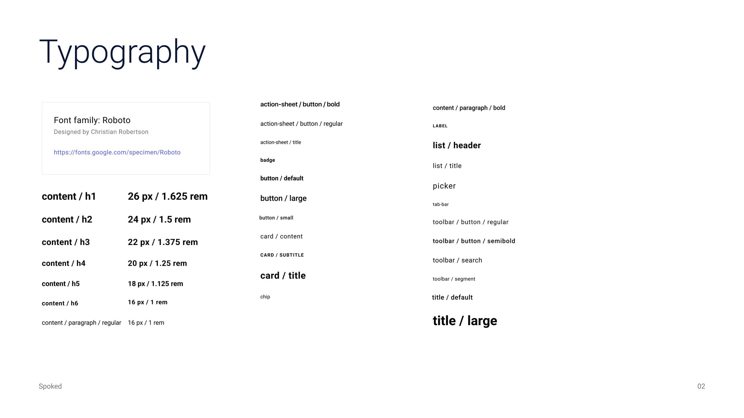 Spoked Color Palette variations